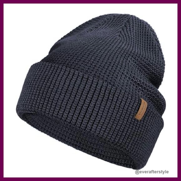 Merino Wool Blend Beanie Slouch Cuffed Knit Hat Unisex Winter Warm main image 7